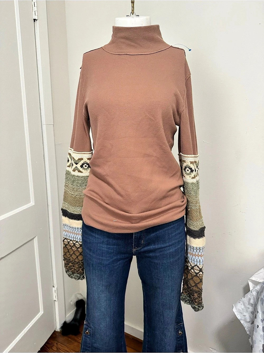 Free People We The Free Wildflower Thermal Brown Tunic